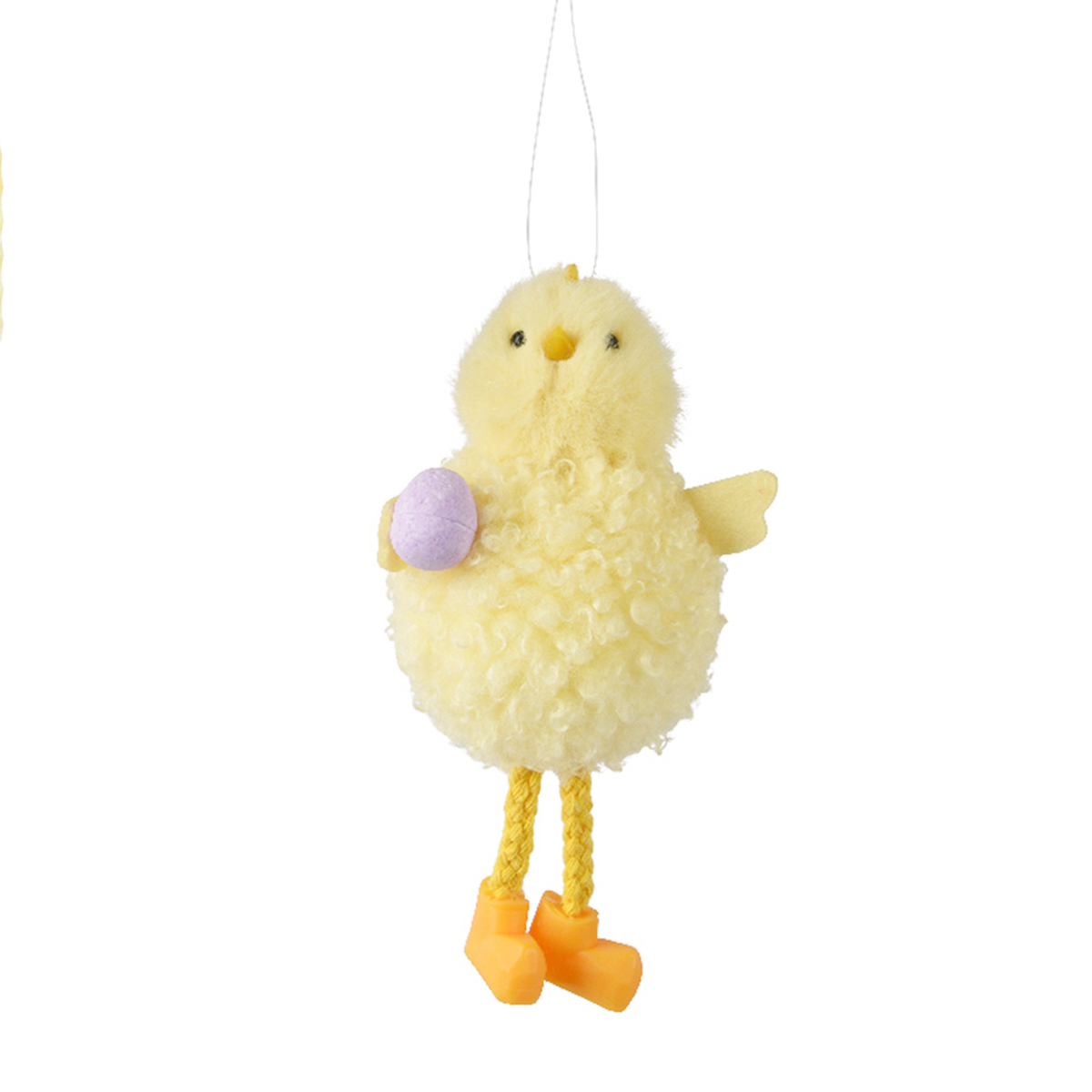 Deko Huhn mit Ball und Bammelbeine, Plüschhuhn mit Ball lila, 14cm, Hänger
