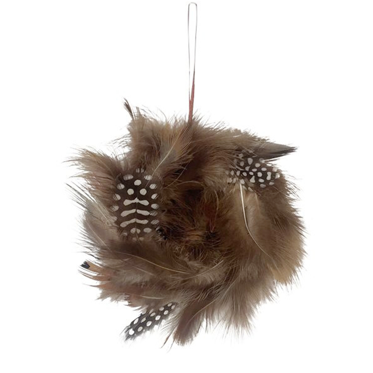 Deko Federkranz braun-grau, Ø10cm, Naturkranz zum Hängen oder Legen 