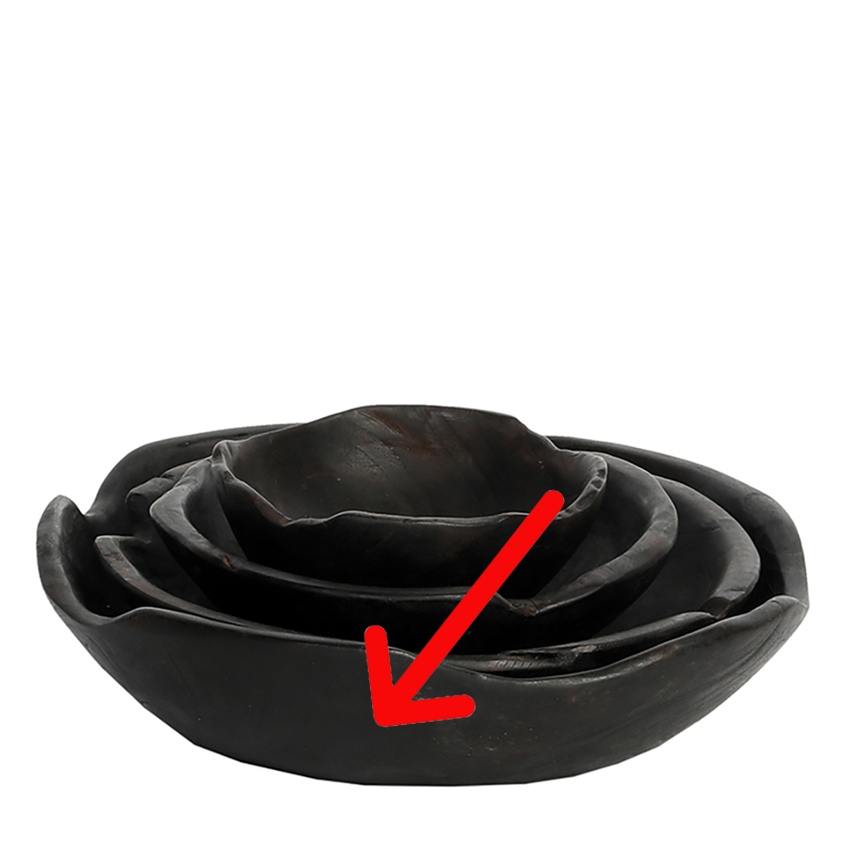 Holzschale Teak Organic black, rustikale schwarze Naturholzschale, Ø30cm, WMG Grünberger