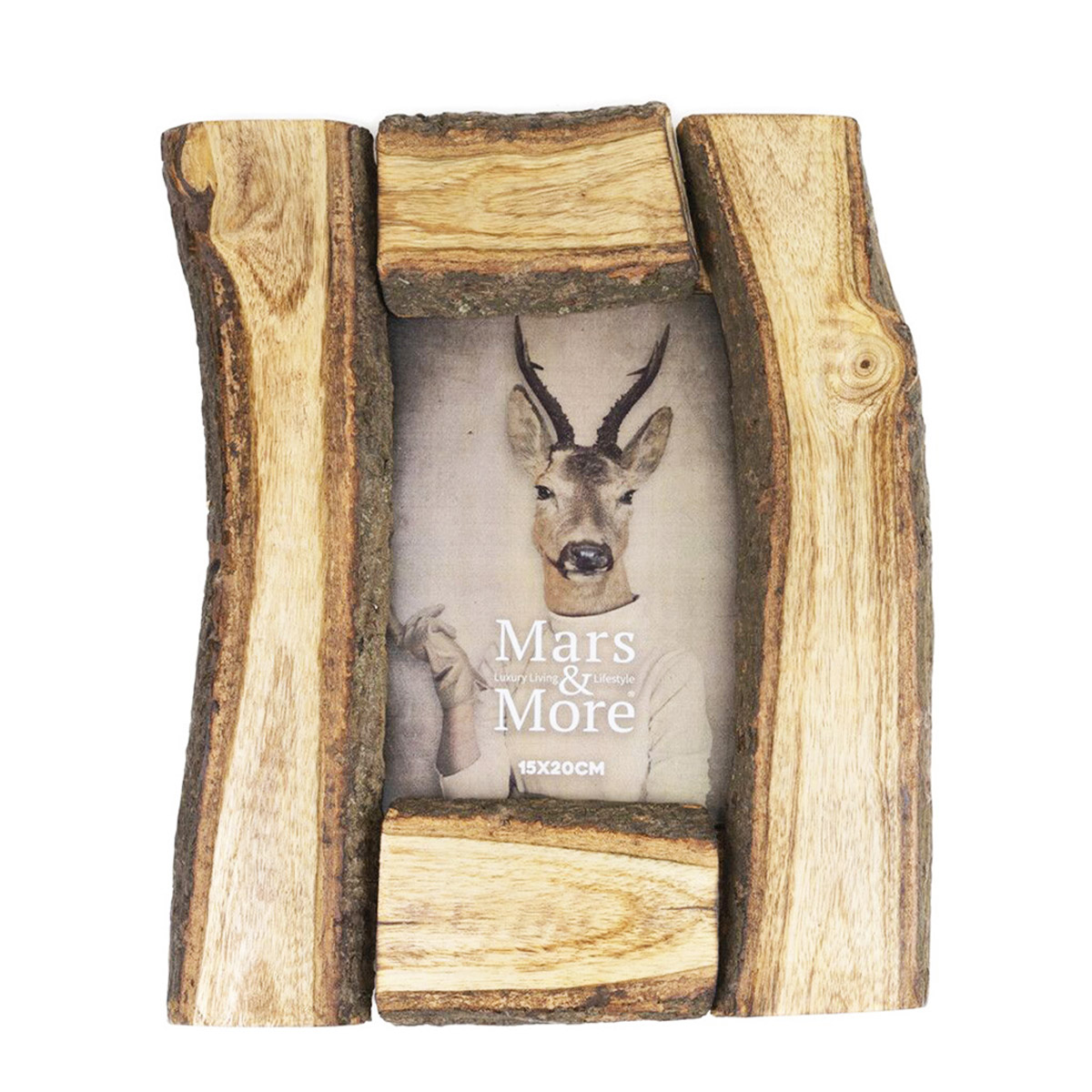 Holz Bilderrahmen, rustikaler Holzrahmen Baumstamm, 31x26cm, Mars & More