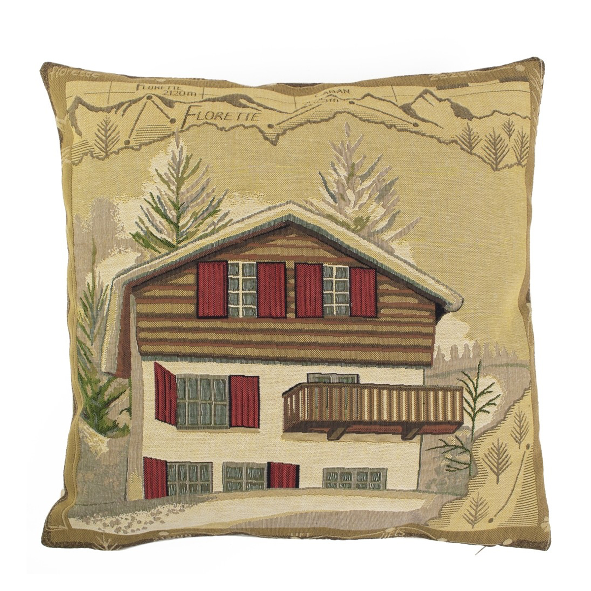Gobelin Kissen Berghütte, Chalet Florette, 45x45cm, Mars & More