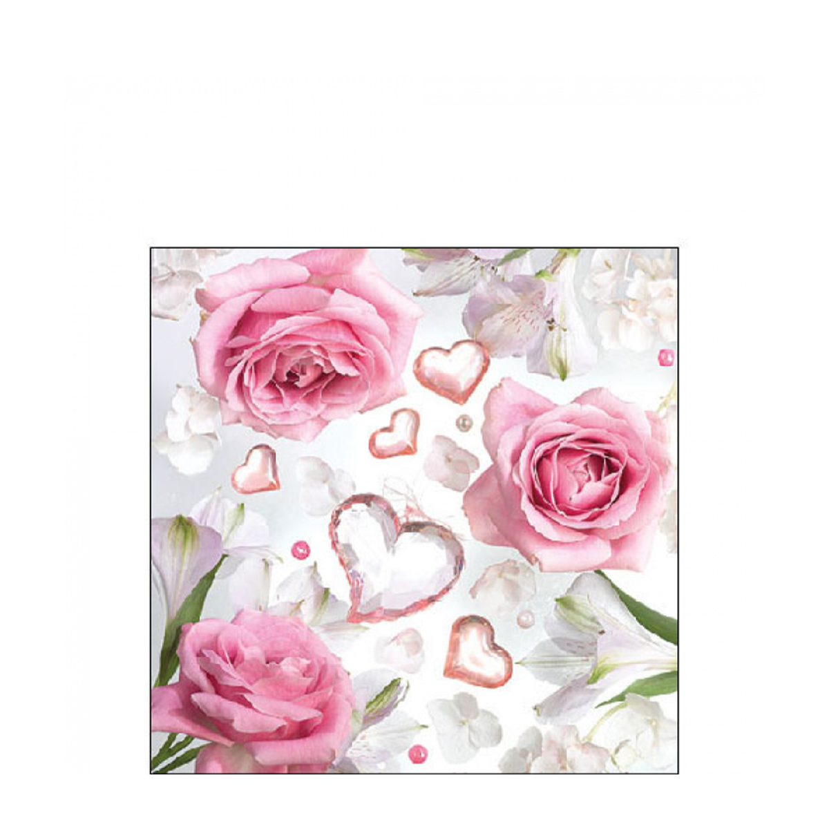 Ambiente Papierservietten Hochzeit, Muttertag - Rosen und Herzen, Loreen, 25x25cm