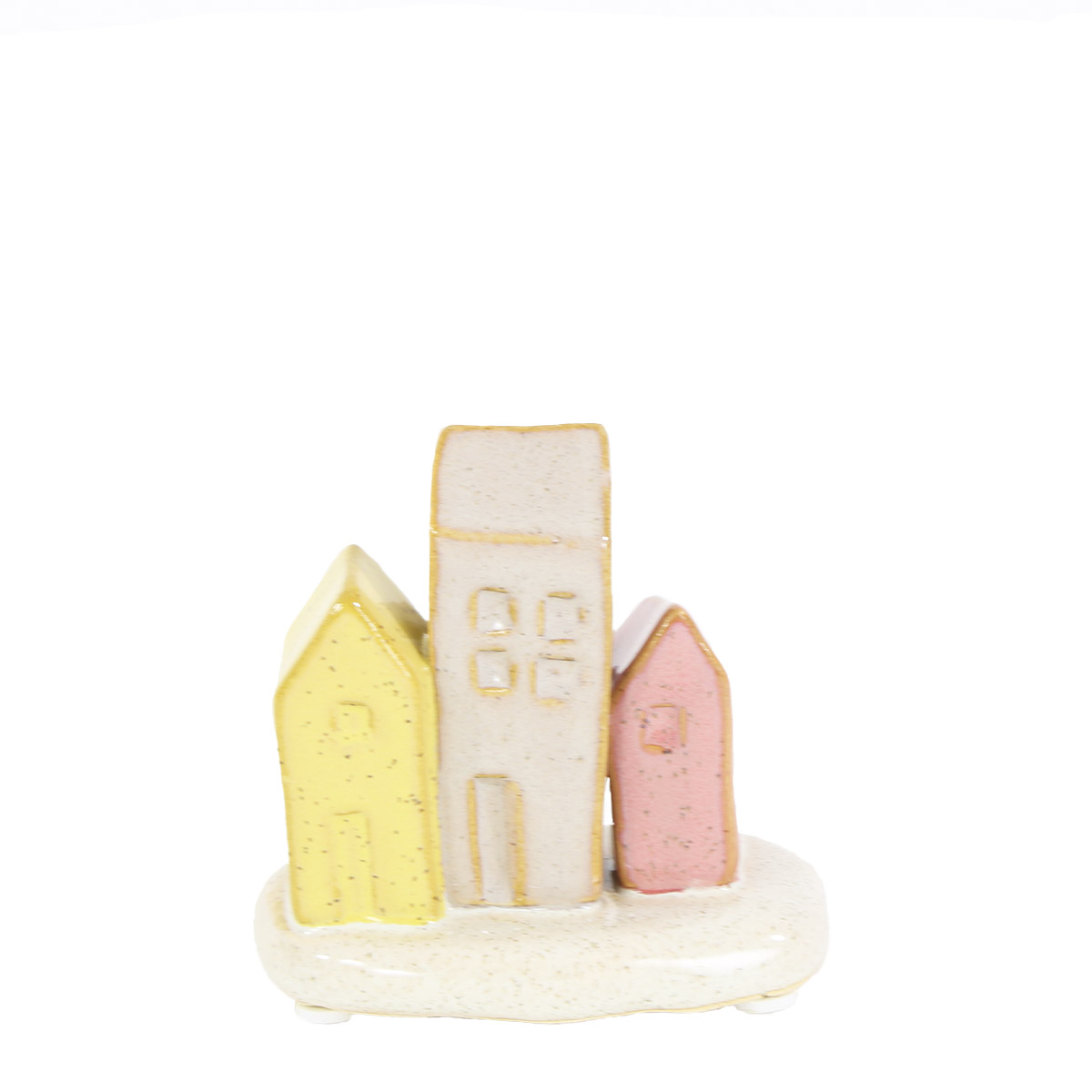 Deko Häuser, kleine Häuserzeile, 3 Keramikhäuschen, 8cm