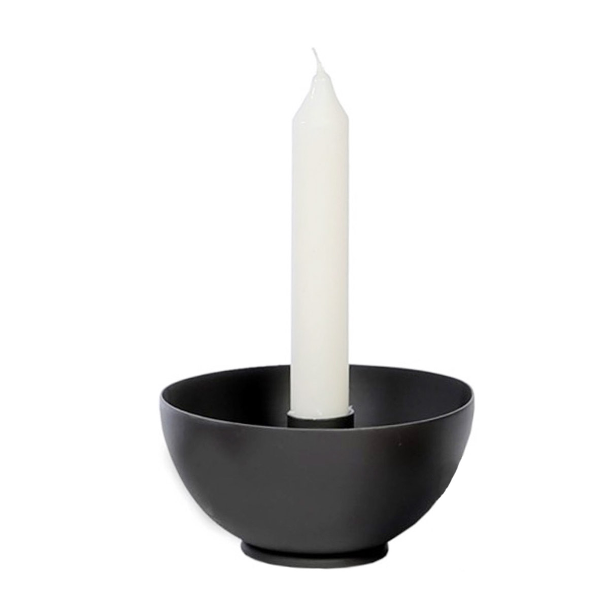 Eisen Windlicht Sirius, Eisenschale mit Stabkerzenhalter, 6x15cm, dunkles grau-schwarz, WMG Grünberger