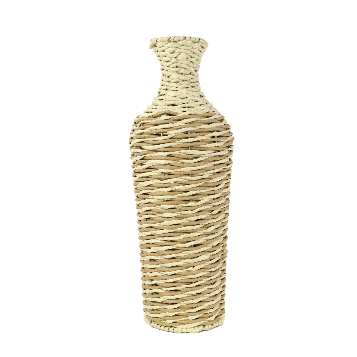 Deko Vase, schlanke Korbvase natur, Blumenvase natur-creme, 51cm
