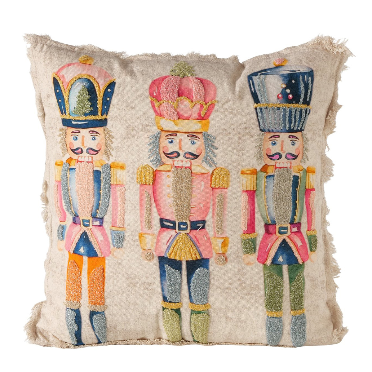 Baumwollkissen 3 Nußknacker pastell, 45x45cm, Boltze Home Collections