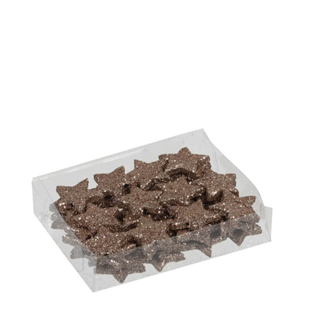 Deko Sterne Champagner, kleine Streusterne mit Glitzer, 48St/Box