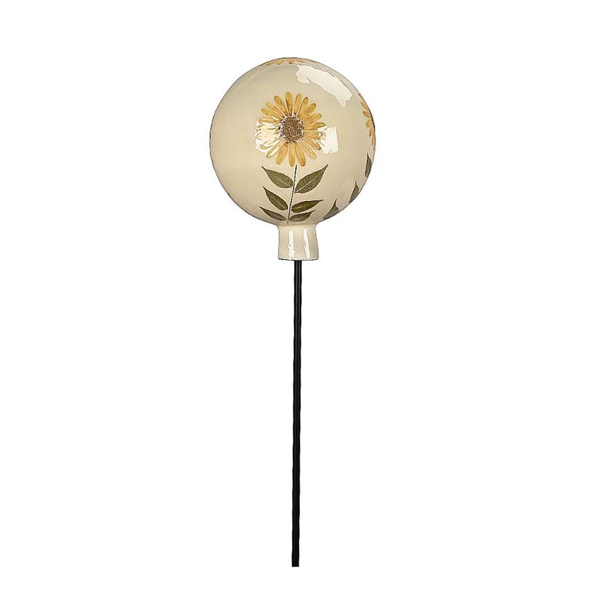Gartenstecker Rosenkugel, Keramikkugel Sonnenblume, 141cm
