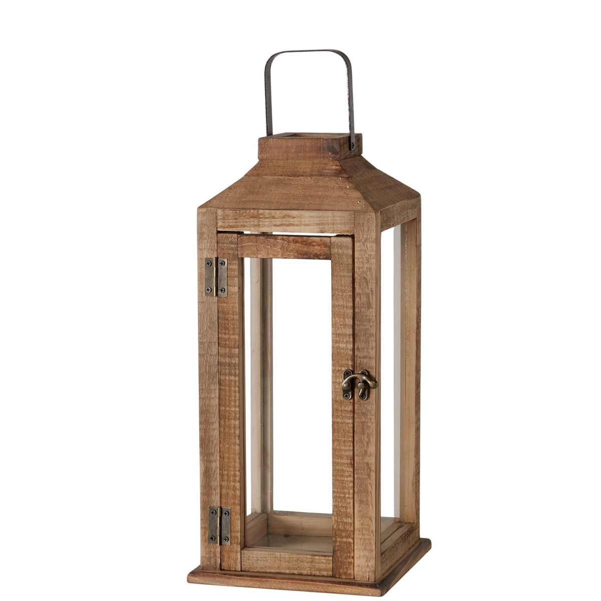 Laterne Ottawa, schlichte Holzlaterne mit Metallgriff, 40cm, Boltze Home Collections