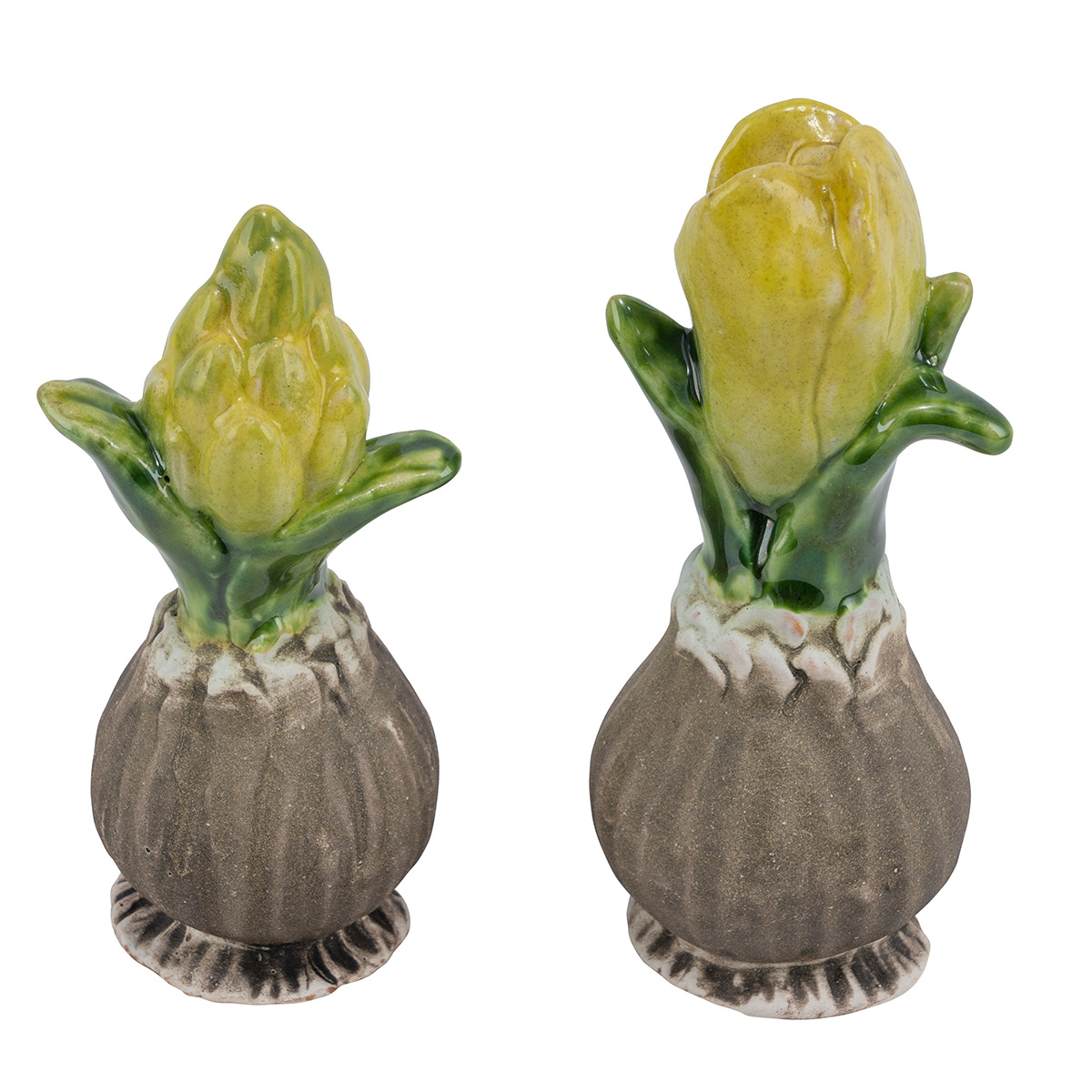 Deko Blumenzwiebel gelb-grün, 20cm, Steingut