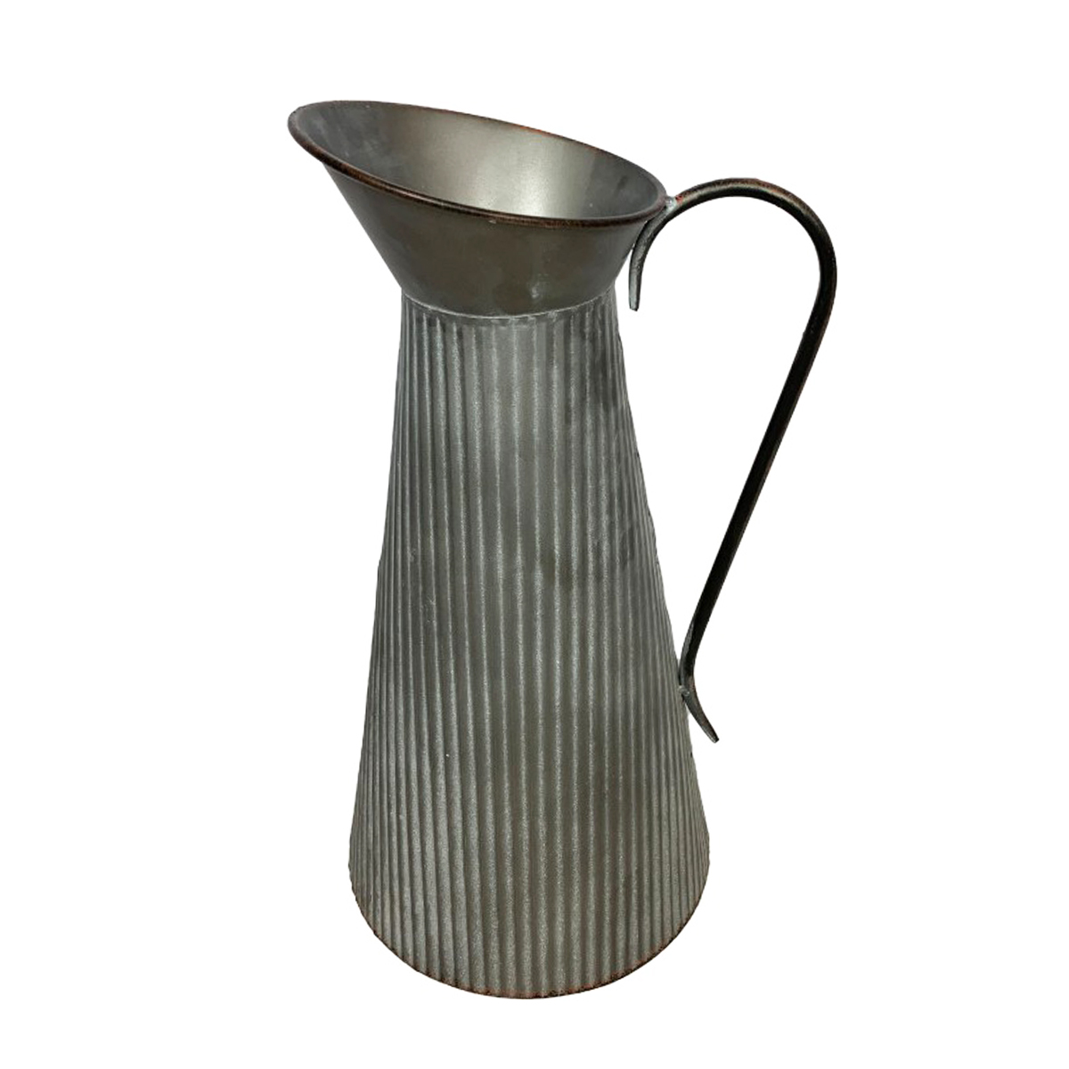 Deko-Zink-Karaffe-mit-Henkel-grau-used-look-29x50cm