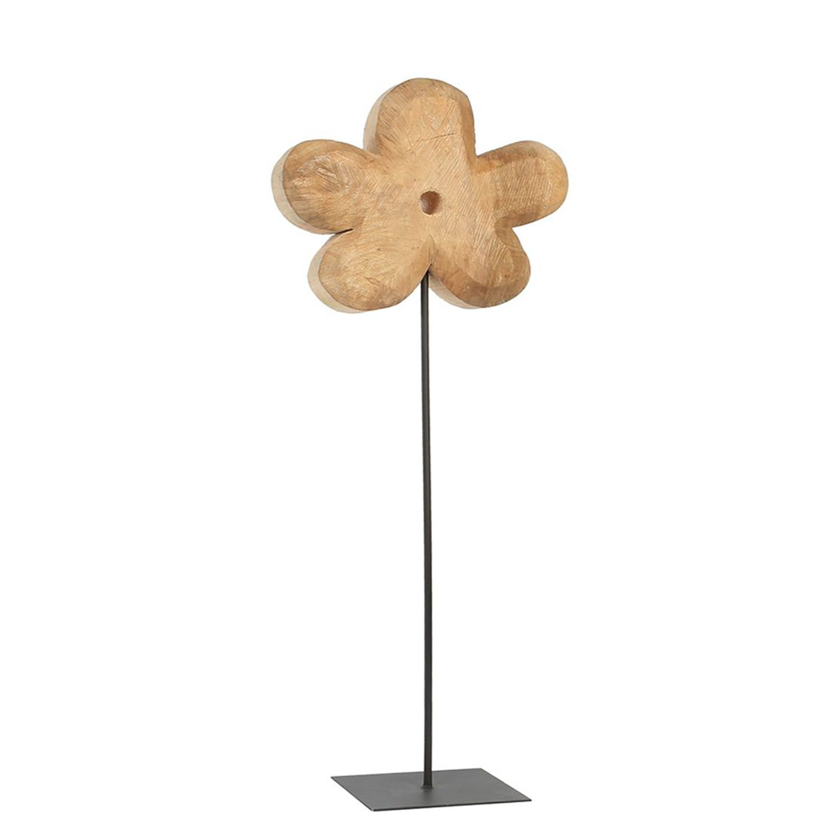 Deko Blume Naturholz sägerau, Holzblume auf Ständer, 90cm, WMG Grünberger