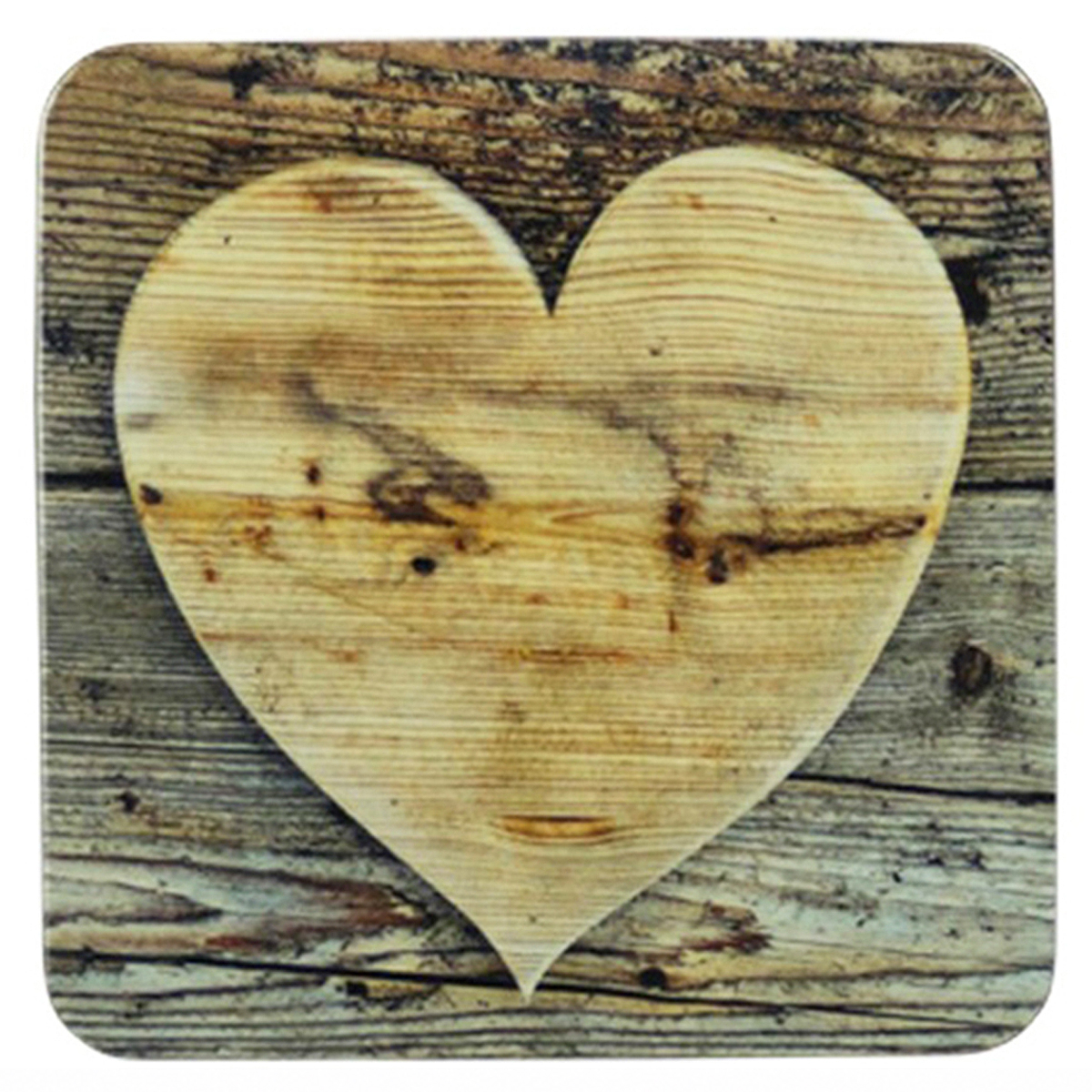 Untersetzer Herz, Holzherz, 10x10cm, Set/6, MDF-Kork, Mars & More