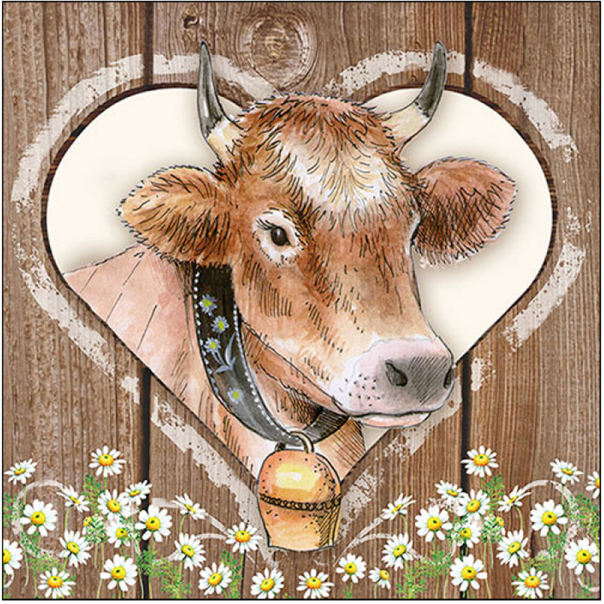 Ambiente Papierservietten Alpenkuh - Cow in heart, 33x33cm