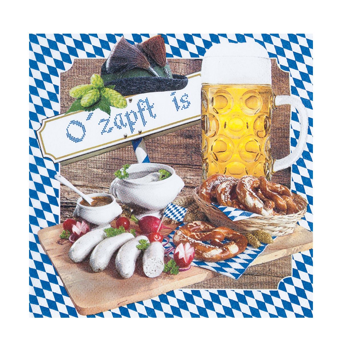Home Fashion Papierservietten O' zapft is, Weißwurst Frühstück, 33x33cm