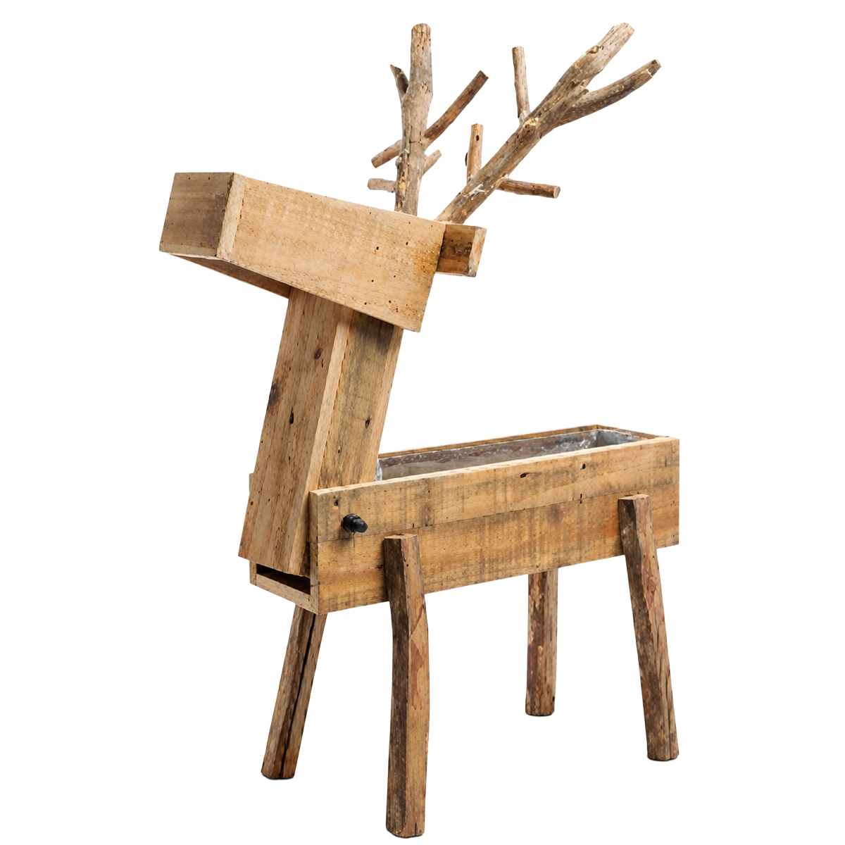 Deko Pflanzkiste Hirsch, rustikaler Holzhirsch, 81cm