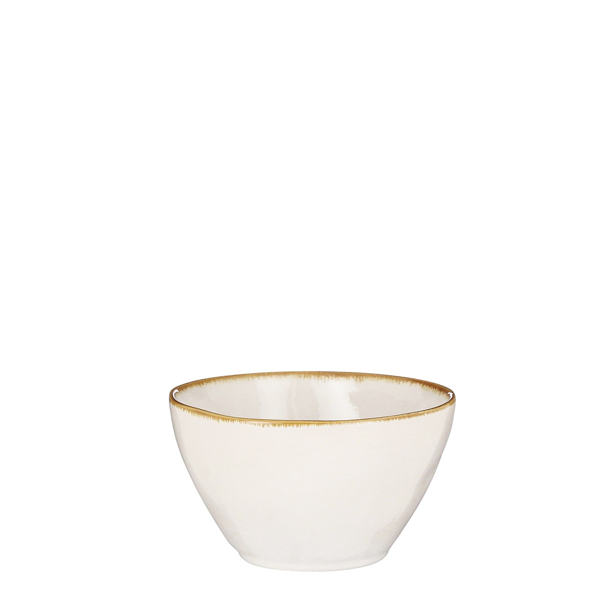 Keramik Schüssel, Tabo, handgefertigt, weiß, Rand braun, 6x14cm, Mica Decorations