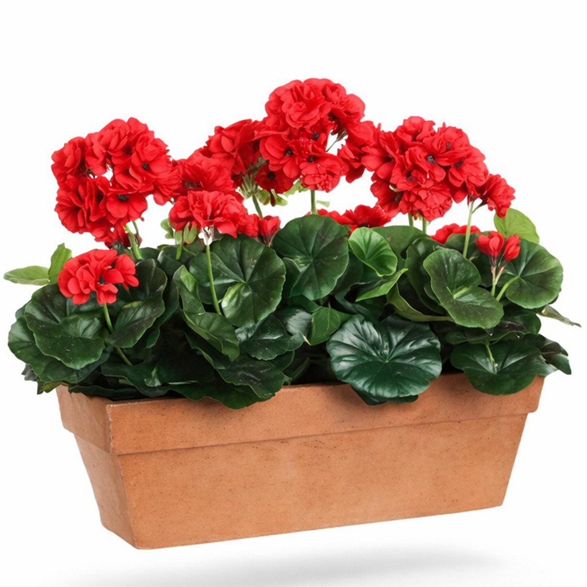 Kunstblume Geranie im Balkonkasten, rot, 39x40cm