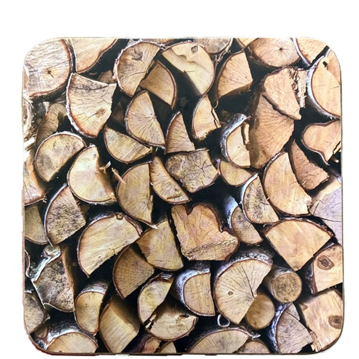 Untersetzer Holz, Kaminholz, 10x10cm, Set/6, MDF/Kork, Mars & More