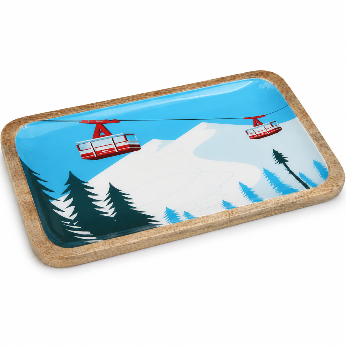 Tablett Gondel Alpin - verschneite Winterlandschaft