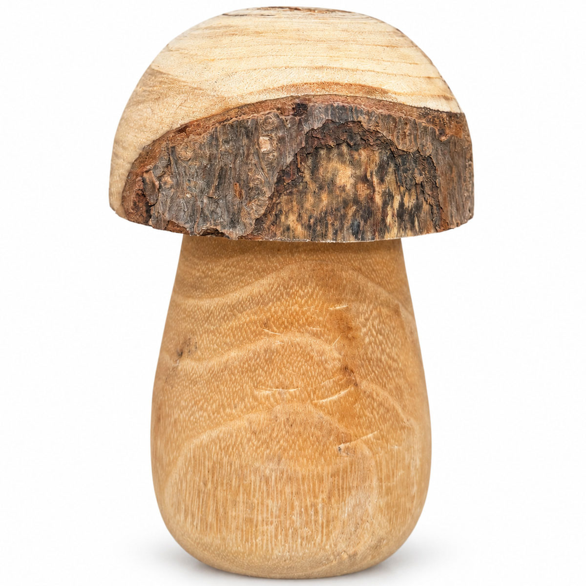 Deko Pilz Naturholz, Holzpilz Natur mit runder Kappe, 13cm