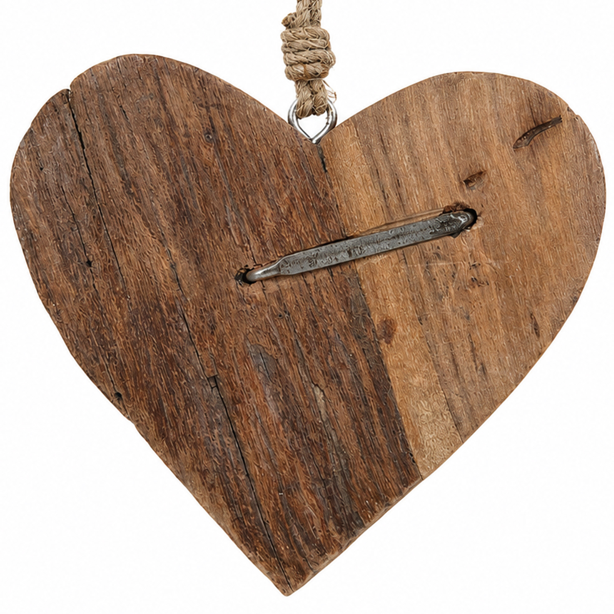 Deko Holzherz Natur, rustikales Herz mit Hufnagel, 20cm, Hänger