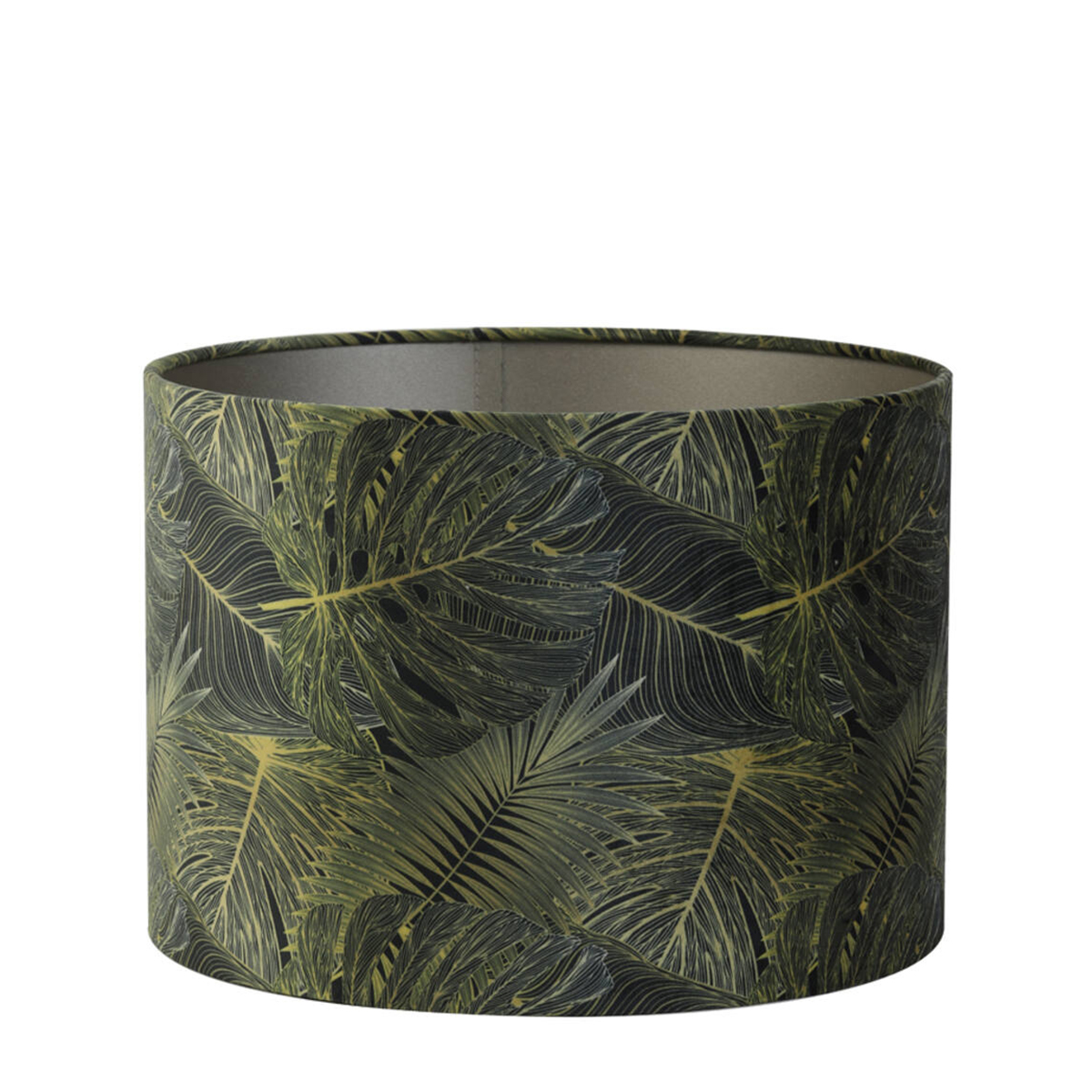 Lampenschirm Amazone grün, Lampenschirm mit grünen Blättern, Zylinder, 30x30x21cm, Light & Living