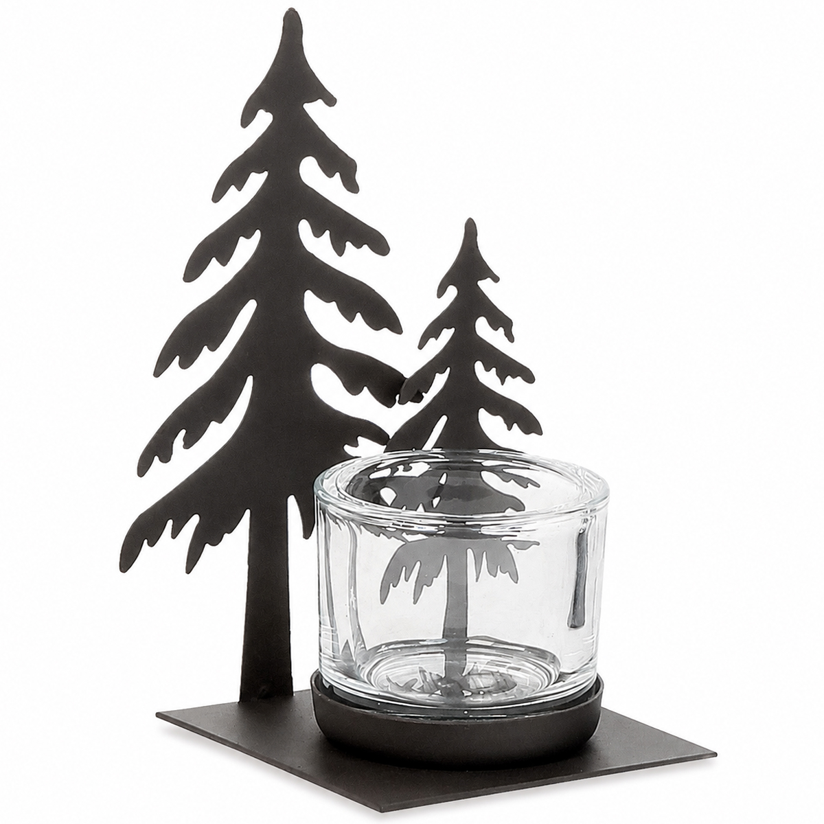 Windlicht Tannen aus Metall mit Glas, alpines Windlicht Landhausstil, WMG Grünberger