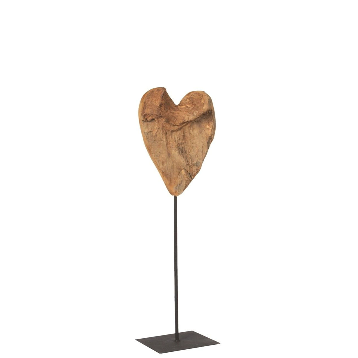 Holzherz Teak unfinish auf Metallständer, 35cm, WMG Grünberger