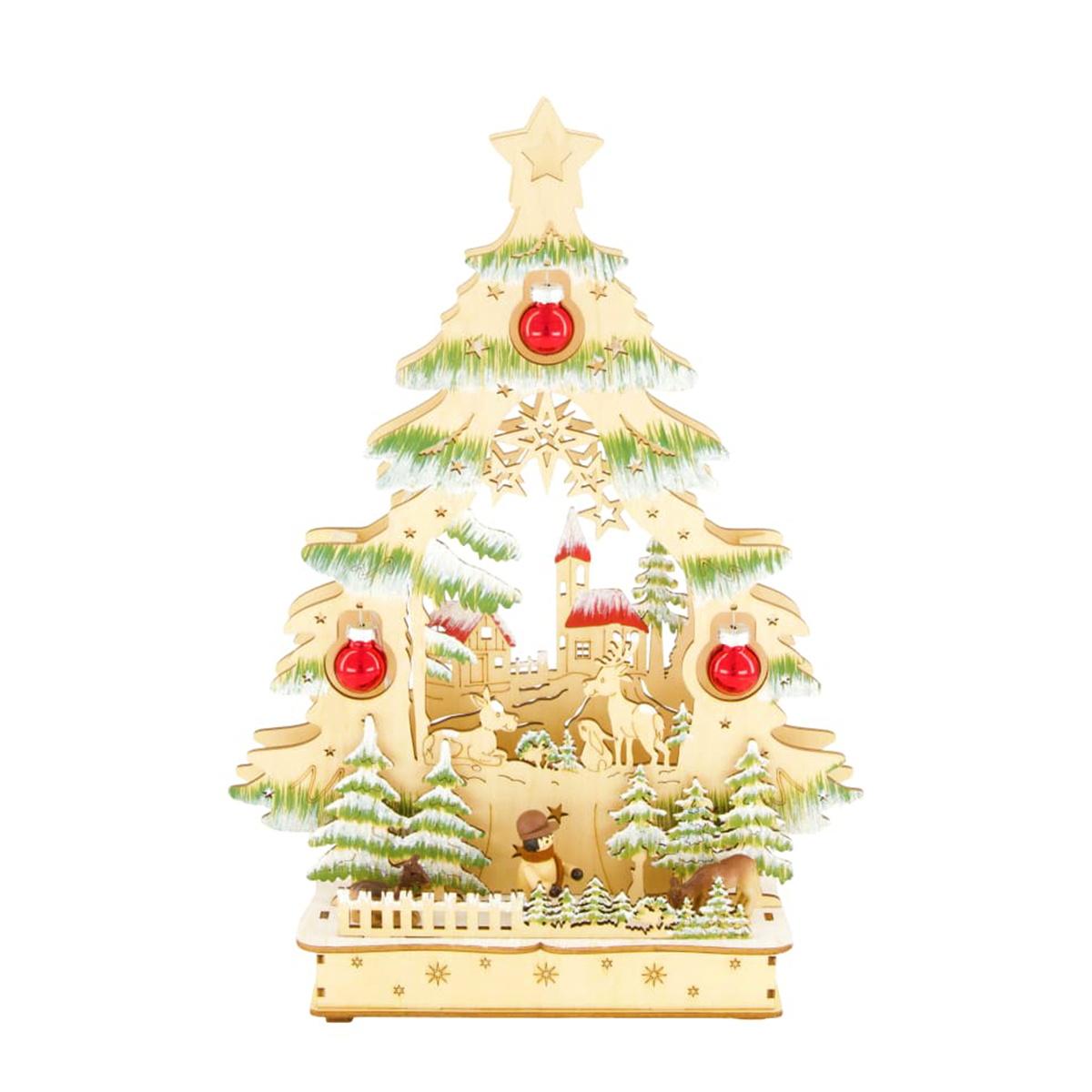 F115723_01J6HBCCRDAWEH2VA48PSD8GNFNOOE1uvDnovRJ LED Weihnachtsbaum mit Kirche aus Holz, beleuchtet, 24x33cm, DIJK Natural Collections