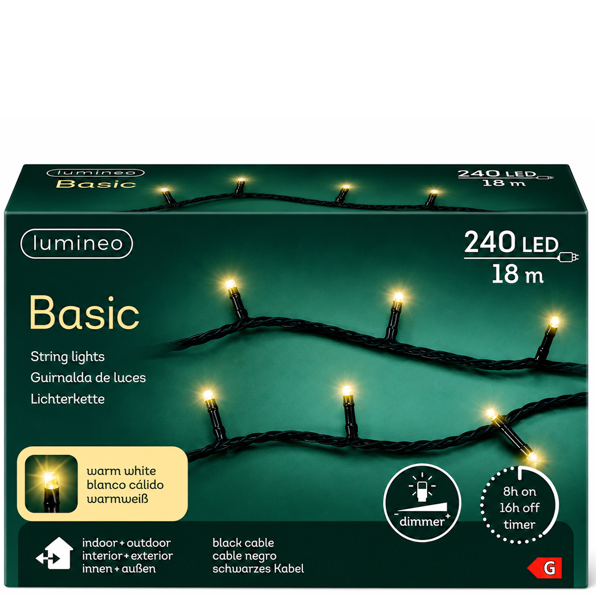LED Lichterkette, warmes Weiß, 480 LED, 36 Meter, Outdoor, Lumineo
