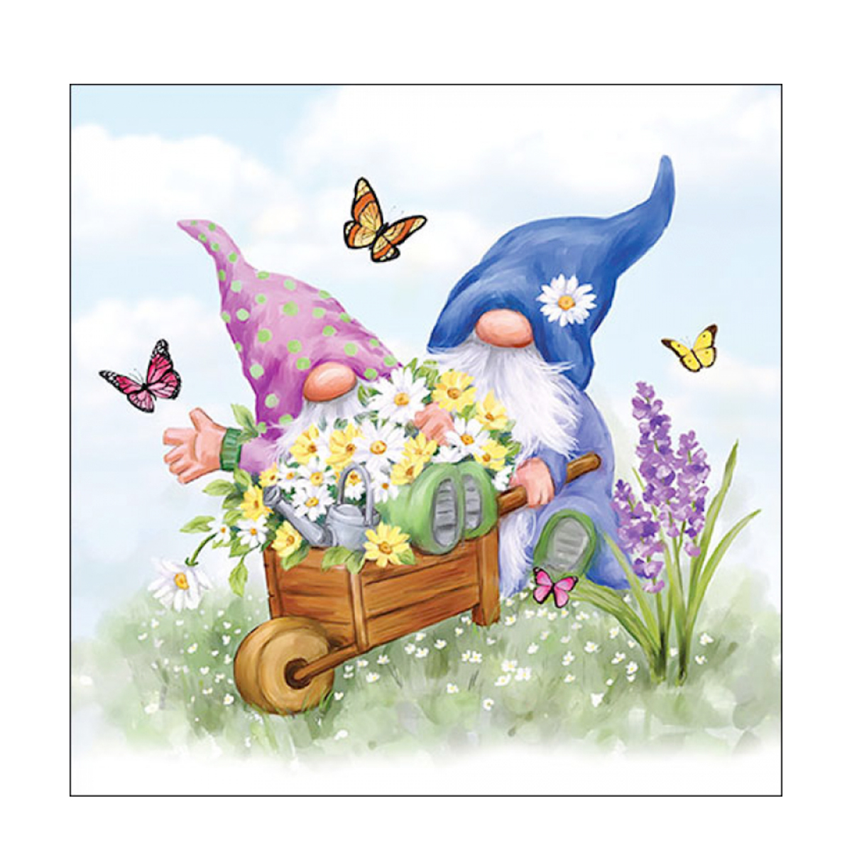 Ambiente Servietten Gartenzwerge, Gardening Gnomes, 33x33cm