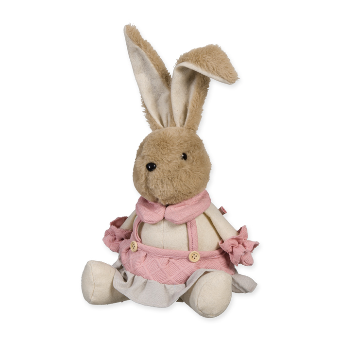 Plüschtier Hase mit rosa Kleid, putziger Plüschhase Ostern, 46cm