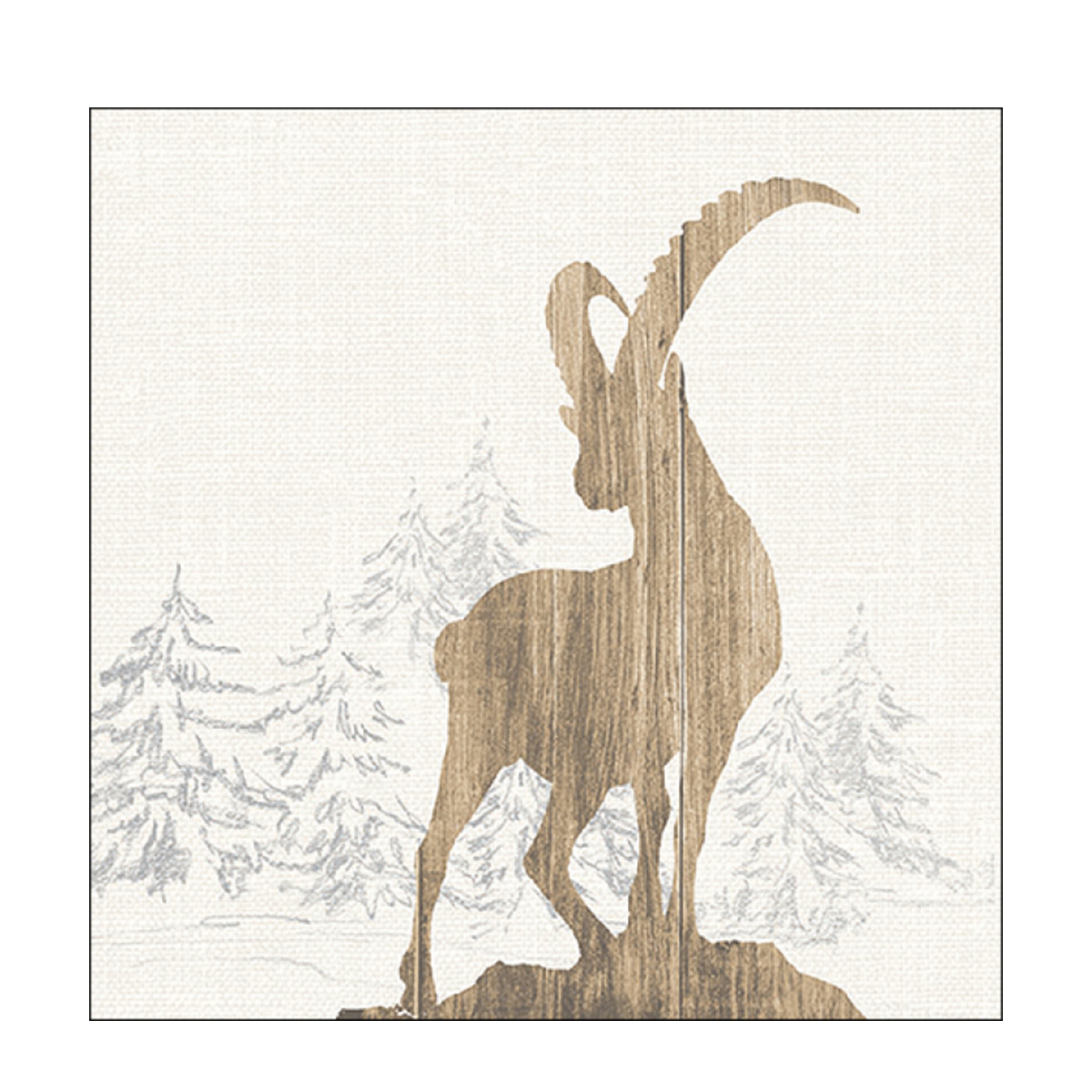 Ambiente Papierservietten Steinbock Ibex holzoptik, 33x33cm