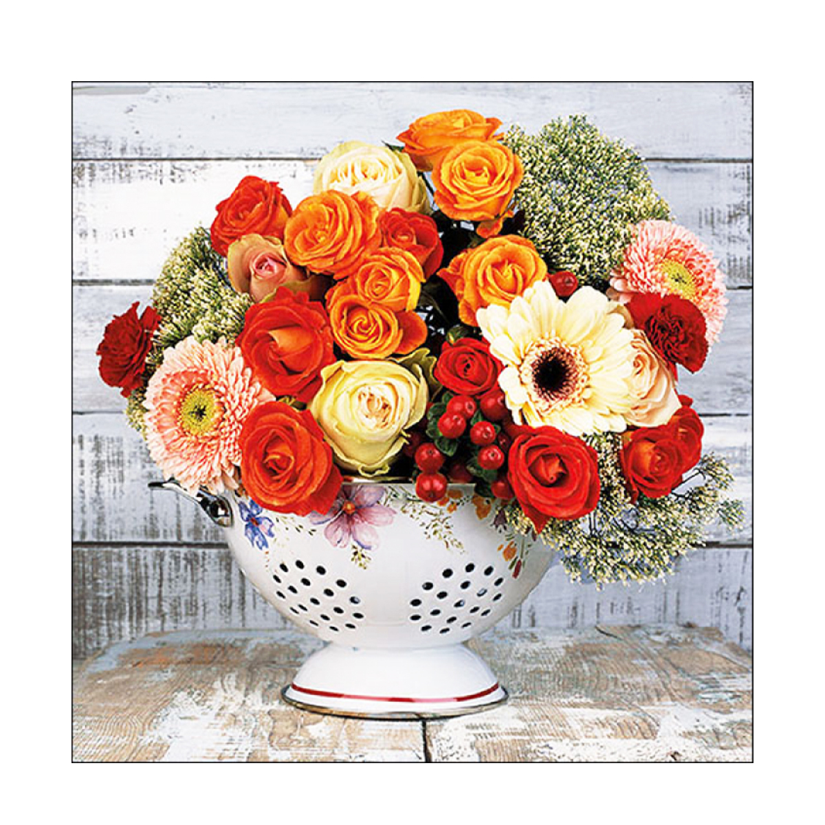 13317750_01J12Y4MVREPMP3DZHXVSXF2RFH8u4N9YVvjCN9 Ambiente Papierservietten Rosen-Blumenmix, Flowerd in Strainer, 33x33cm