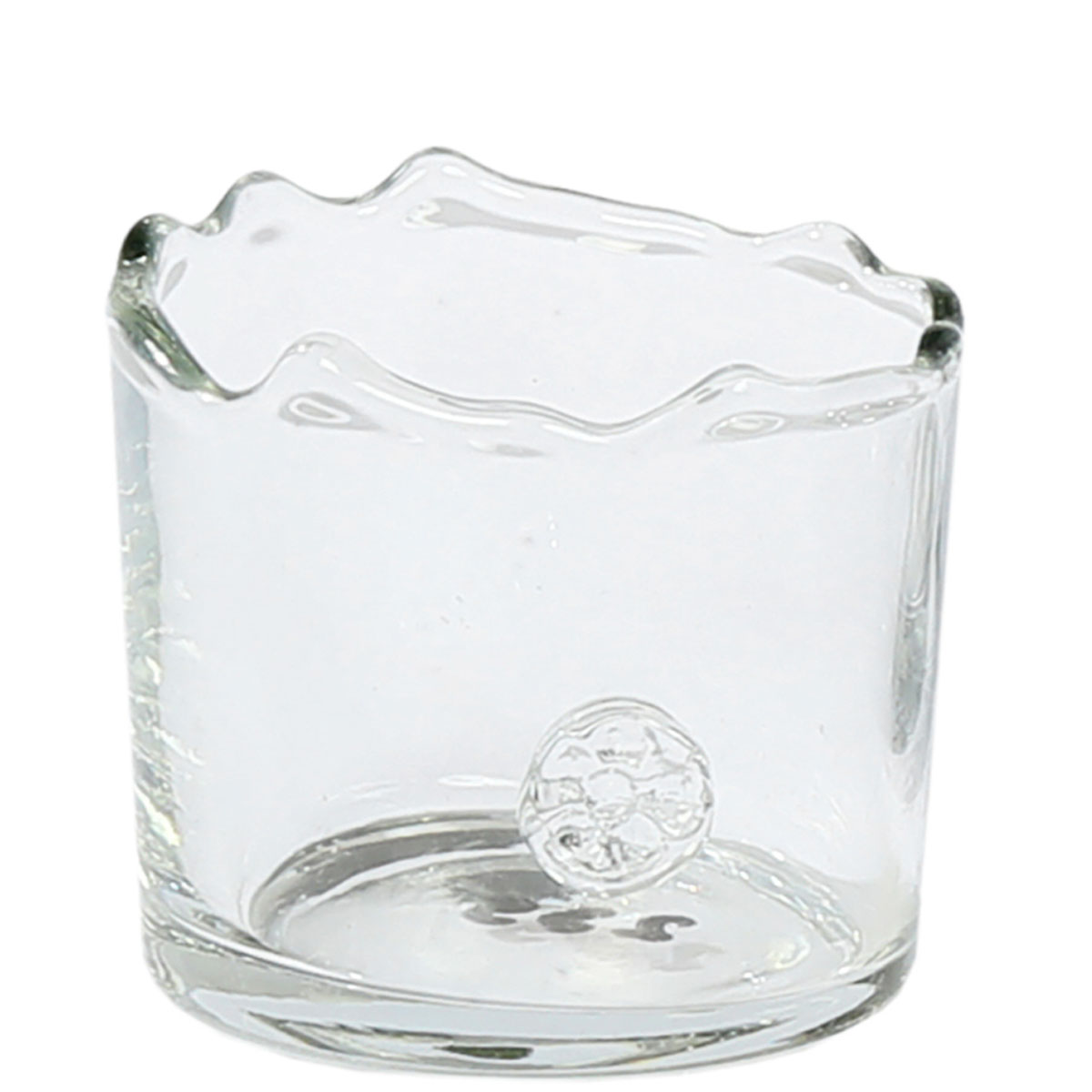 Windlicht Glas Organic mit unregelmäßigem Rand und Button, 8cm, WMG Grünberger