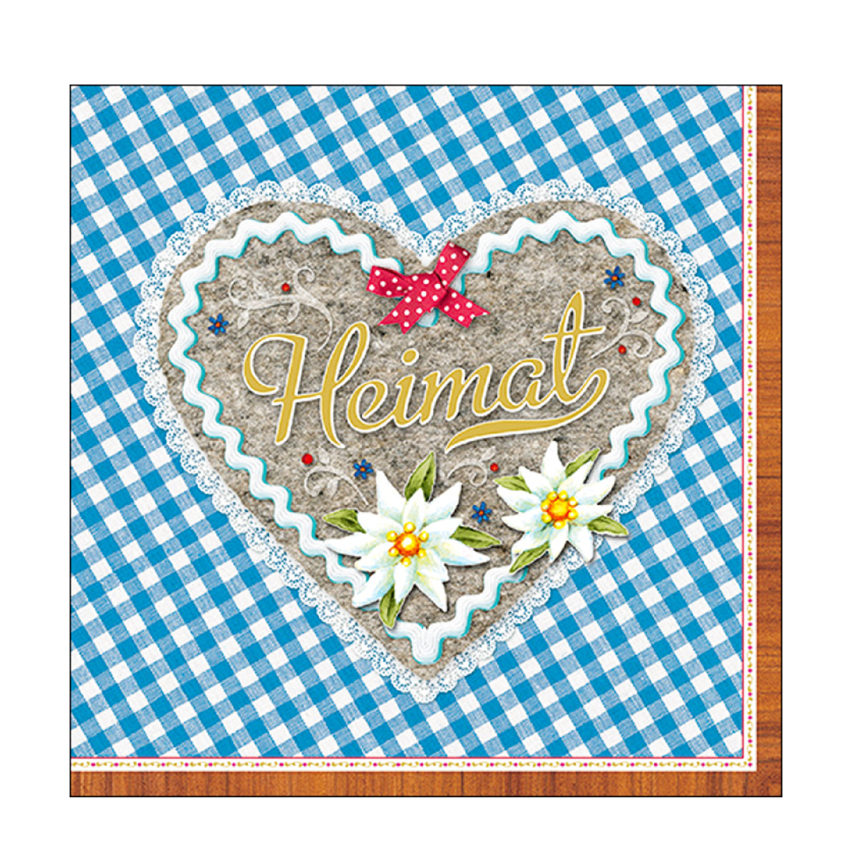 13306550_01J2R7E3YJE9QP96QDE4ZN7QZHSSqC40dX4aNqL Ambiente Papierservietten Landhaus Vichy blau, Herz Heimat, 33x33cm