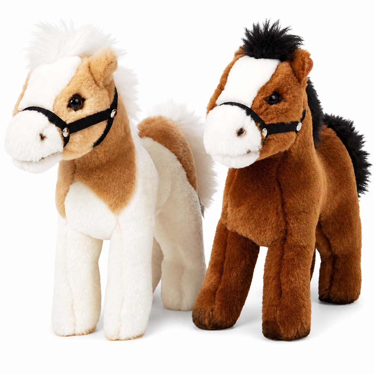 Plüschtier Pferd, Plüsch-Pony mit Halfter, hell- oder dunkelbraun, 23cm