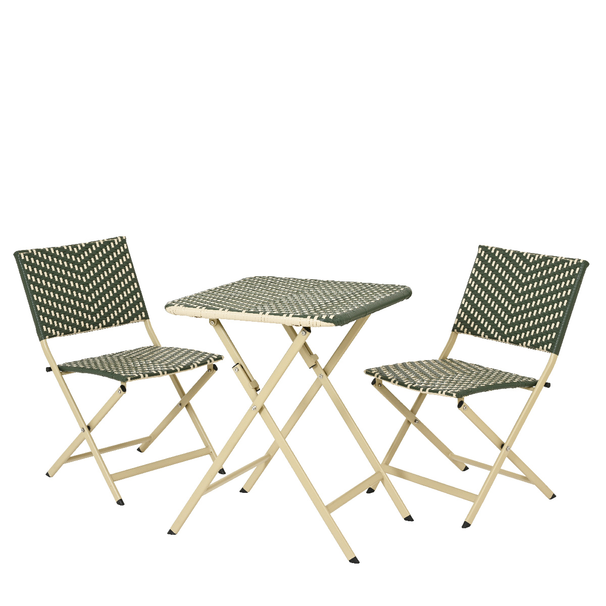 Bistroset Como grün-beige, Balkon- Gartentischset 3 teilig, klappbar, outdoor