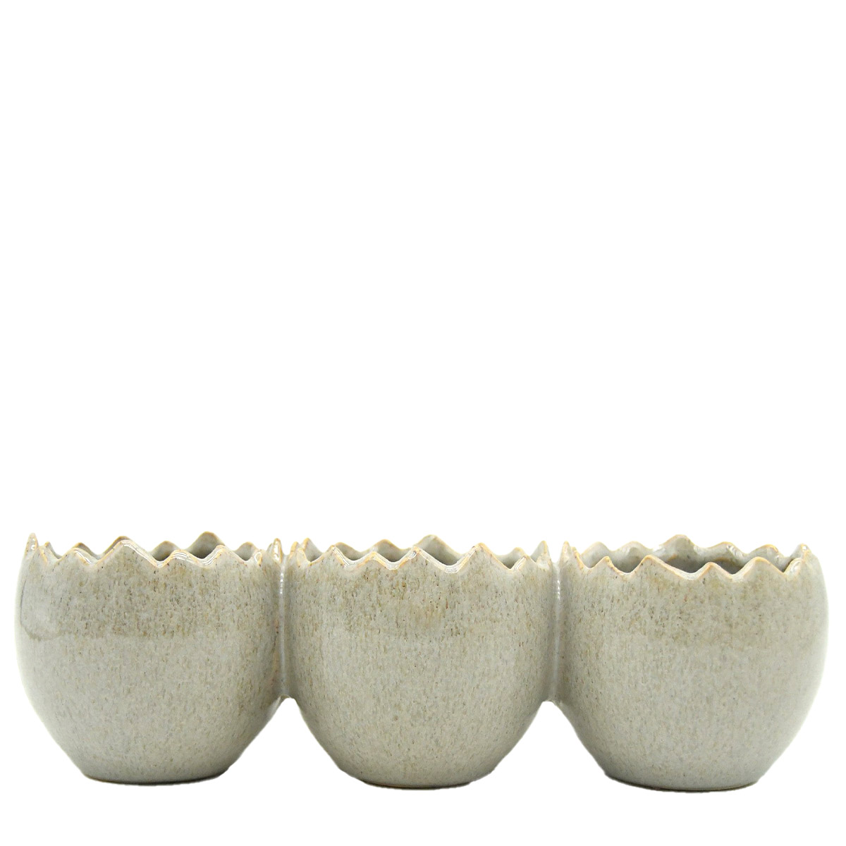 Deko Pflanzei grau, 3er Keramikei oben offen, 24cm