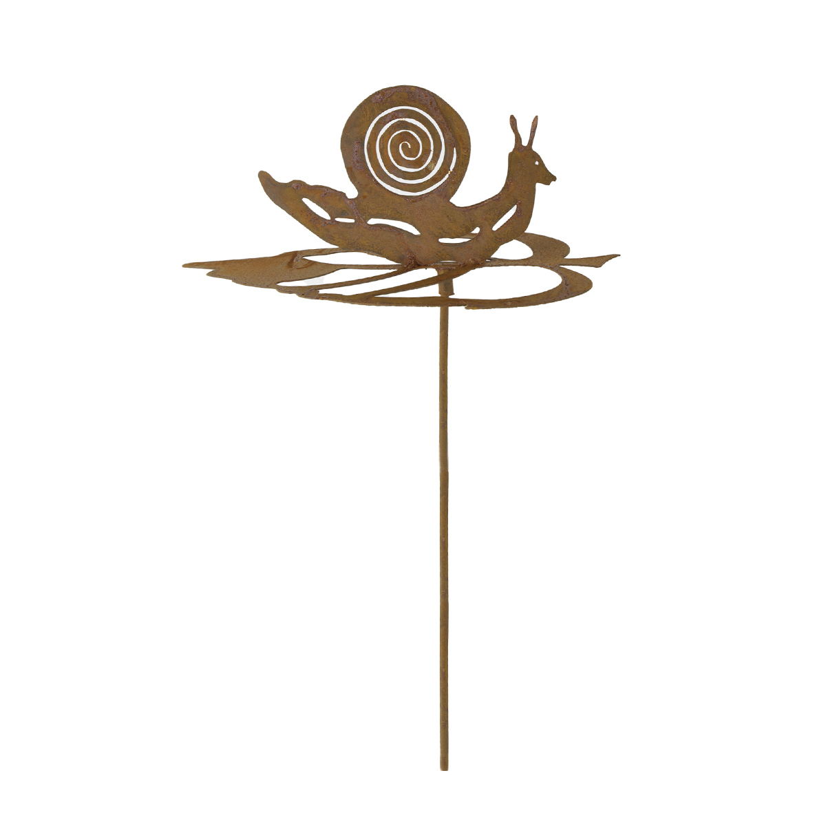 Deko Gartenstecker Schnecke, Rostschnecke auf Blatt, 10x70cm, Edelrost
