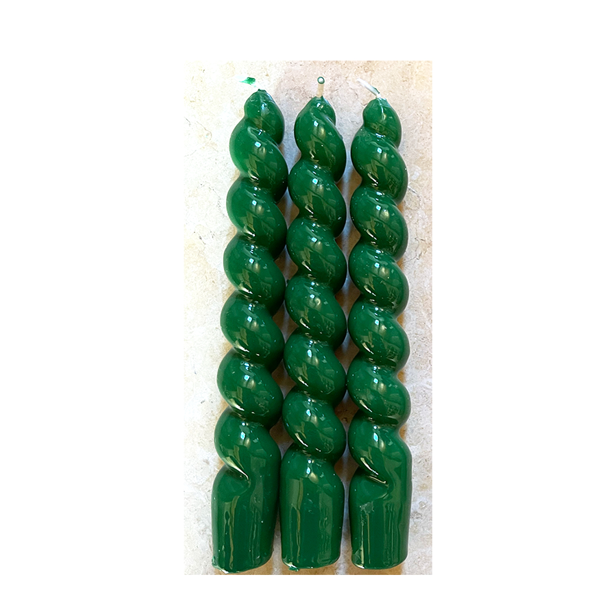1152595_01J9RV2NHBJTXZZH556BVC74KVnPHm25Y2QPzEv Stabkerze Twist gedreht, Spitzkerzen grün glänzend, 3 St/Pack, 18cm, Mica Decorations
