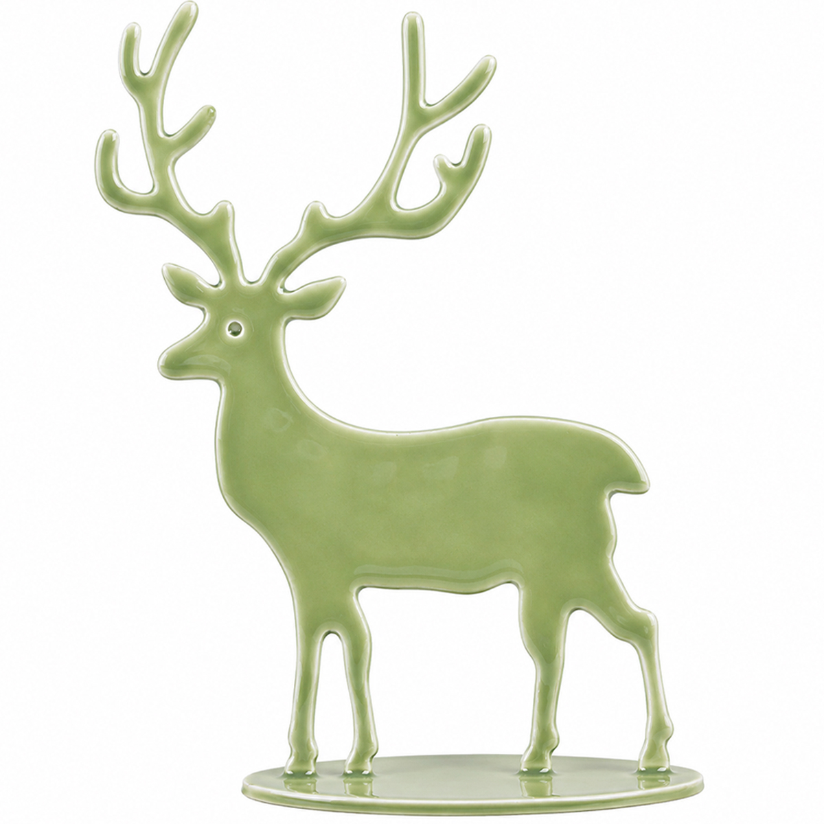 Deko Hirsch Clement, glänzender Metallhirsch moosgrün, 30cm, WMG Grünberger