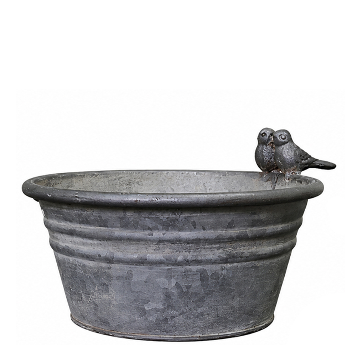 Deko Zinkwanne mit Vögel, 23cm