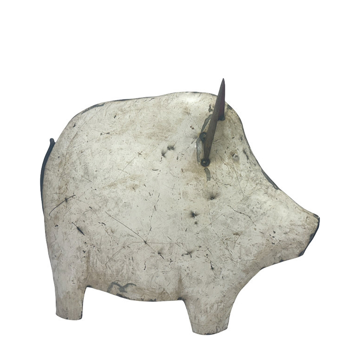 Deko Schwein used look, Metallschwein cremeweiß-grau, 40x32cm