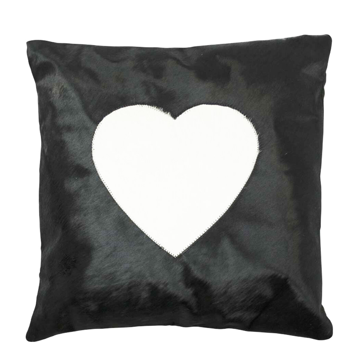 Fellkissen Herz, Kuhfell mit Herzapplikation, schwarz, 45x45cm, Mars & More