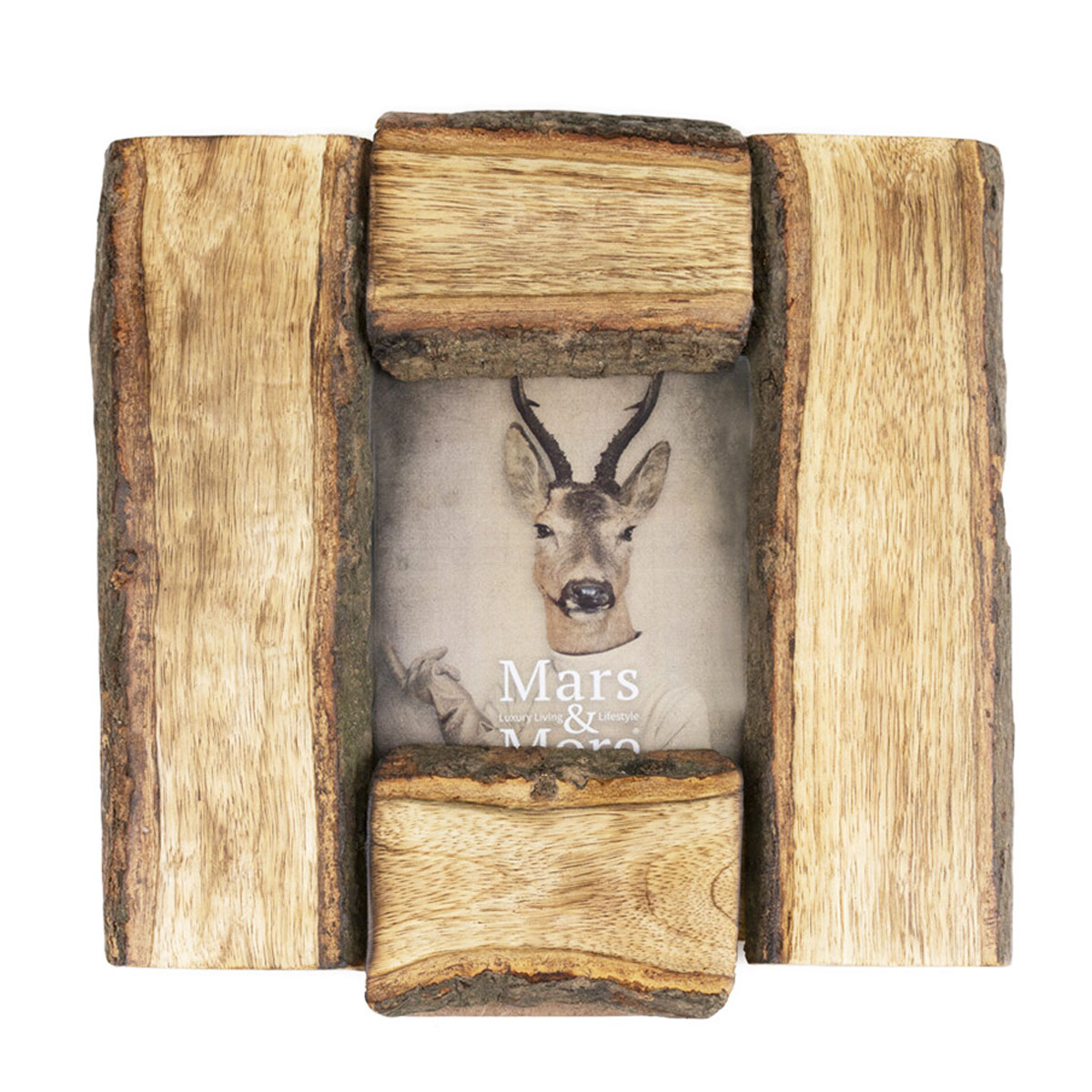 Holz Bilderrahmen, Holzrahmen Baumstamm, 22x22cm, Mars & More