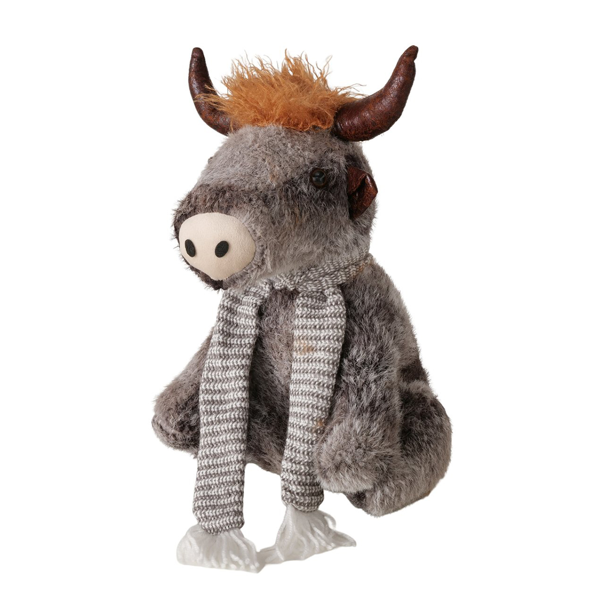 Plüsch Hochlandrind Buffy, Türstopper, kleiner grauer Büffel sitzend, 37cm, Boltze Home Collection