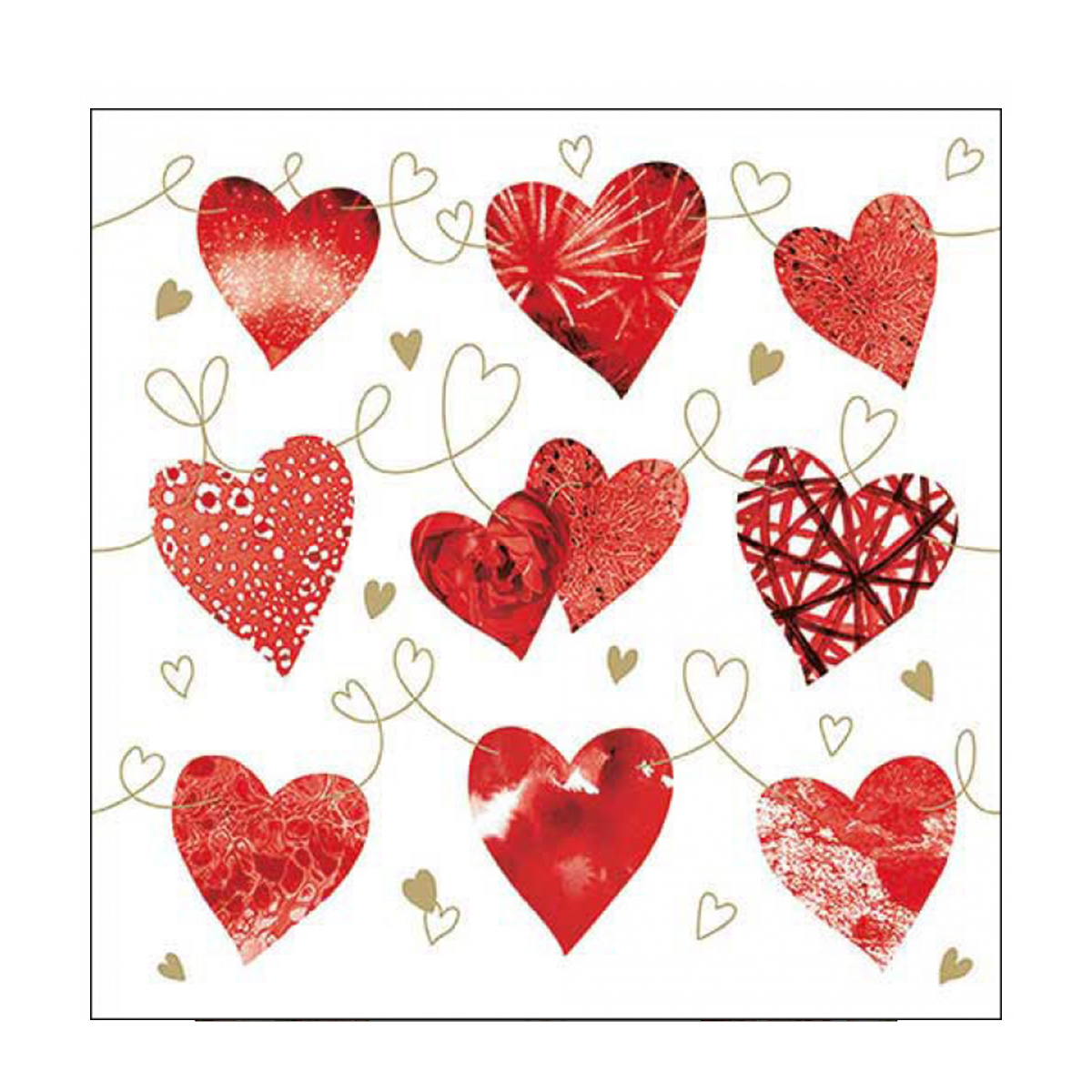 Ambiente Papierservietten Herzen, Ten hearts, 33x33cm