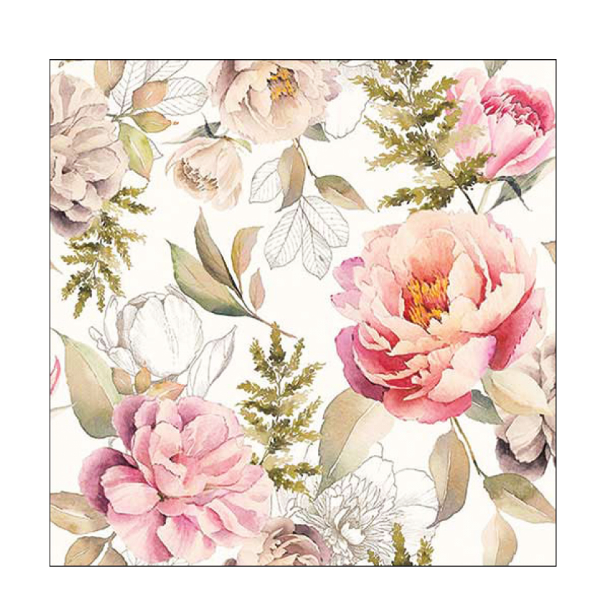 13318131_01J150Y2JGFV1EMGAGP11W2K54b5Kb1zQHmKC51 Ambiente Papierservietten Pfingstrosen, Peonies Composition, 33x33cm
